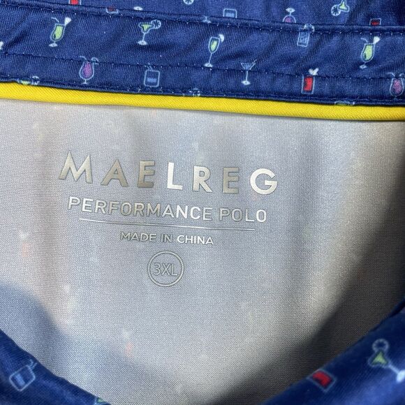 Maelreg Golf Performance Polo Shirt Mens Stretch Blue Cocktail Print Size 3XL - Picture 6 of 9